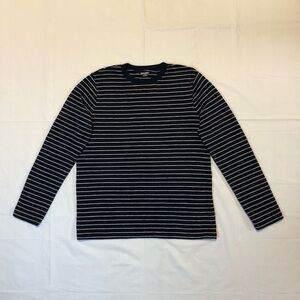 Old Navy Men’s Textured Long Sleeve Navy Blue & White Striped Shirt size S